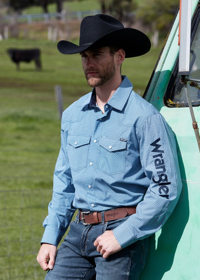 Baby blue western on sale shirt